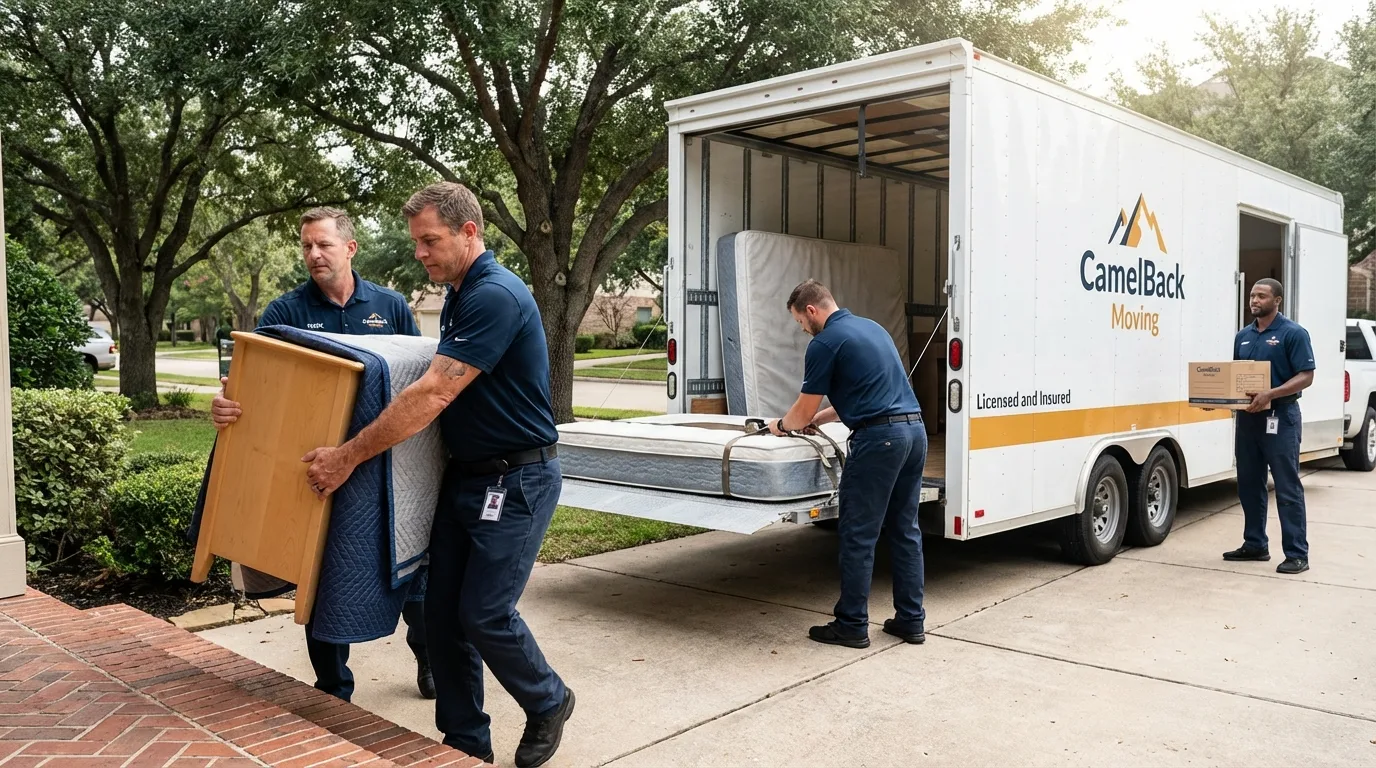 Crew loading residential truck for cross-state move from Booneville, MS