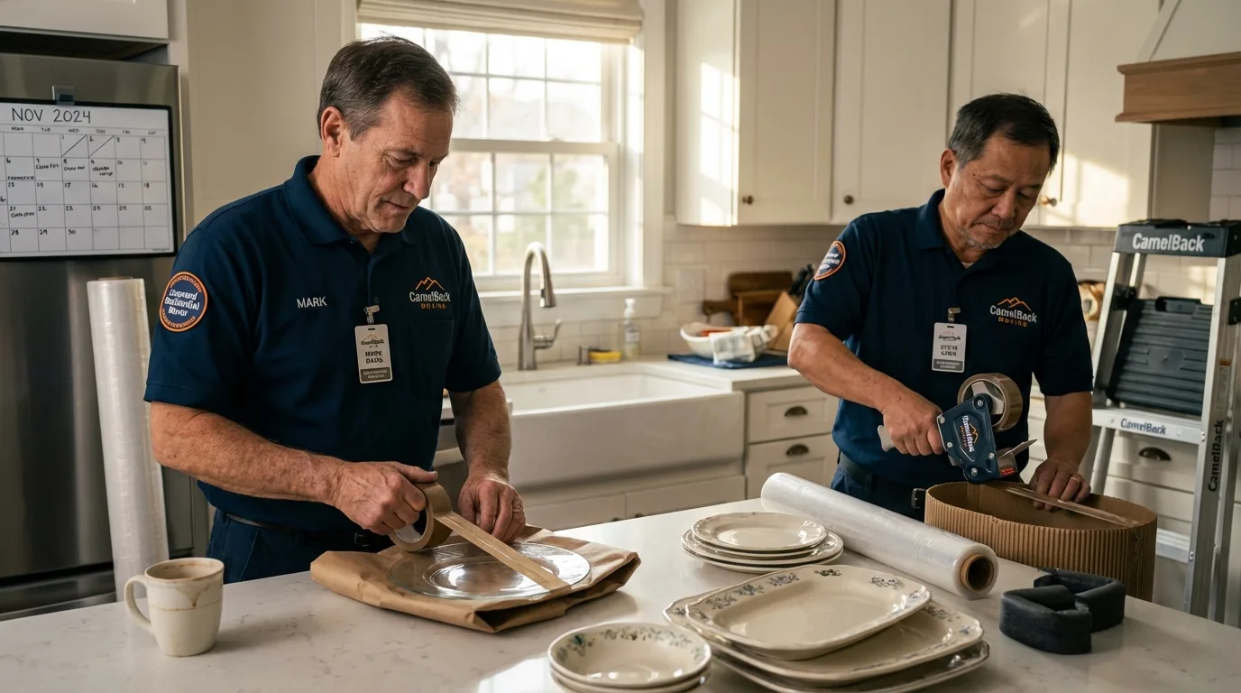 Professional crew packing kitchen dishware in Booneville, MS